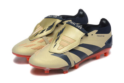 Men's Adidas Predator Elite Foldover Tongue FG Firm Ground Low-Tops Football Boots - Gold/Blue/Red