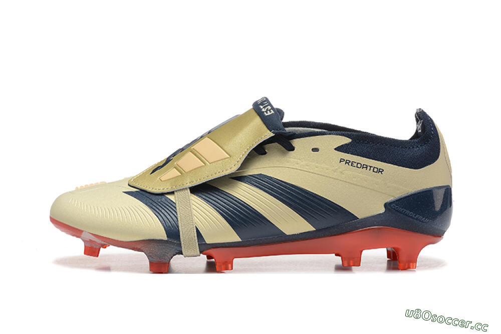 Men's Adidas Predator Elite Foldover Tongue FG Firm Ground Low-Tops Football Boots - Gold/Blue/Red 0