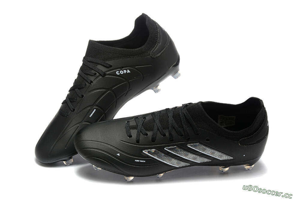 Men's Adidas Copa Pure 2+ FG Firm Ground Low-Tops Football Boots - Black/Silver/Blue 6