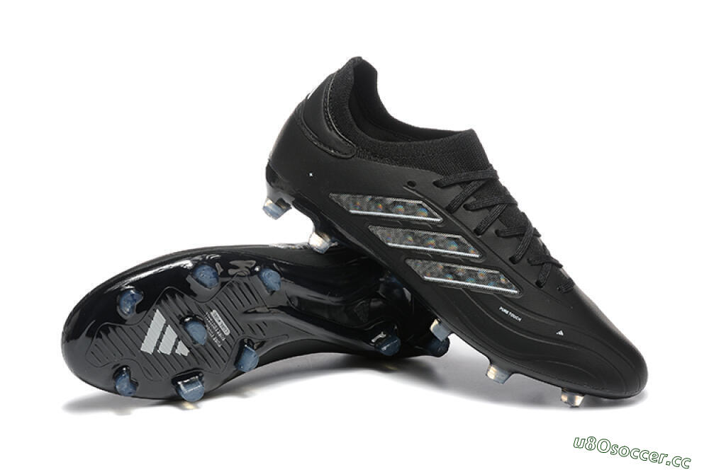 Men's Adidas Copa Pure 2+ FG Firm Ground Low-Tops Football Boots - Black/Silver/Blue 4