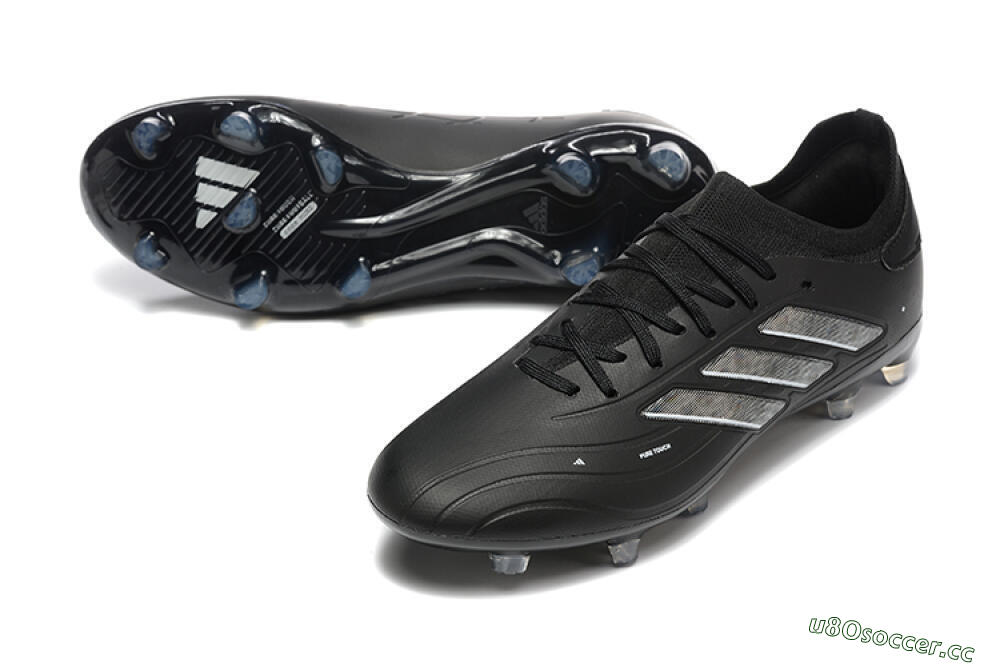 Men's Adidas Copa Pure 2+ FG Firm Ground Low-Tops Football Boots - Black/Silver/Blue 3