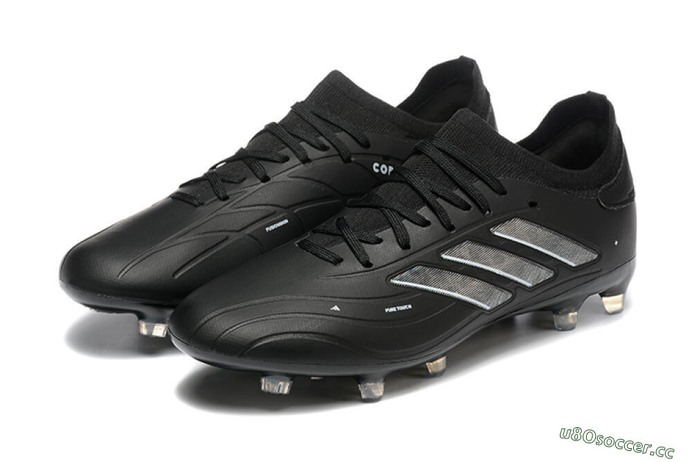 Men's Adidas Copa Pure 2+ FG Firm Ground Low-Tops Football Boots - Black/Silver/Blue 5