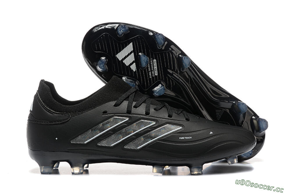 Men's Adidas Copa Pure 2+ FG Firm Ground Low-Tops Football Boots - Black/Silver/Blue 2