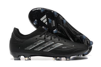 Men's Adidas Copa Pure 2+ FG Firm Ground Low-Tops Football Boots - Black/Silver/Blue