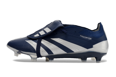 Men's Adidas Predator Elite Foldover Tongue FG Firm Ground Low-Tops Football Boots - Blue/Silver/White