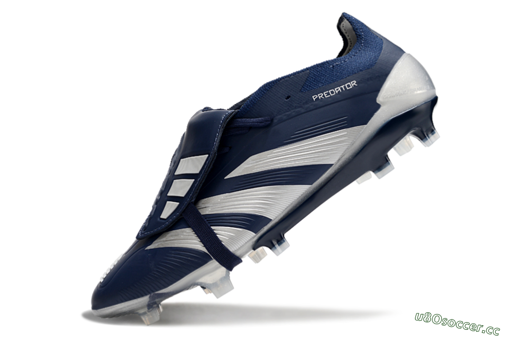 Men's Adidas Predator Elite Foldover Tongue FG Firm Ground Low-Tops Football Boots - Blue/Silver/White 5