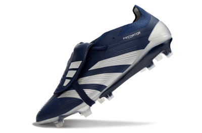 Men's Adidas Predator Elite Foldover Tongue FG Firm Ground Low-Tops Football Boots - Blue/Silver/White