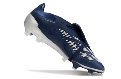 Men's Adidas Predator Elite Foldover Tongue FG Firm Ground Low-Tops Football Boots - Blue/Silver/White