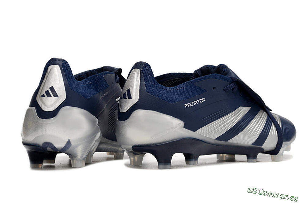 Men's Adidas Predator Elite Foldover Tongue FG Firm Ground Low-Tops Football Boots - Blue/Silver/White 6