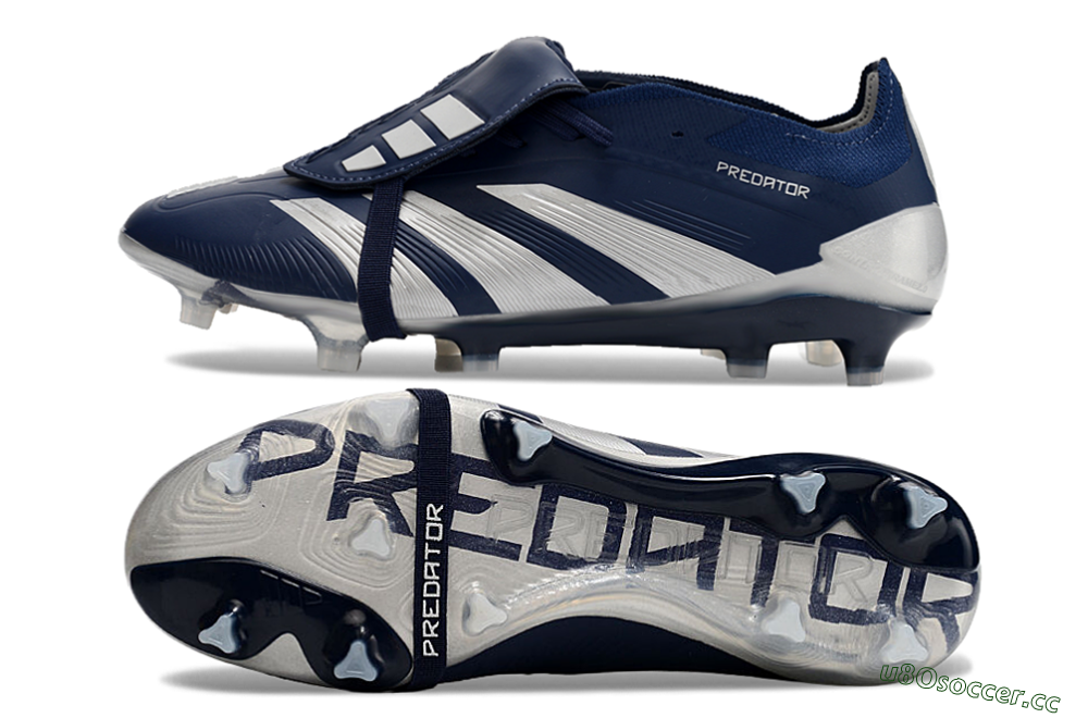 Men's Adidas Predator Elite Foldover Tongue FG Firm Ground Low-Tops Football Boots - Blue/Silver/White 1