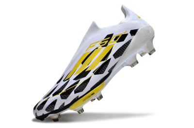 Unisex Adidas F50+ Elite Lightstrike Pro Laceless FG Firm Ground Low-Tops Football Boots - White/Black/Yellow
