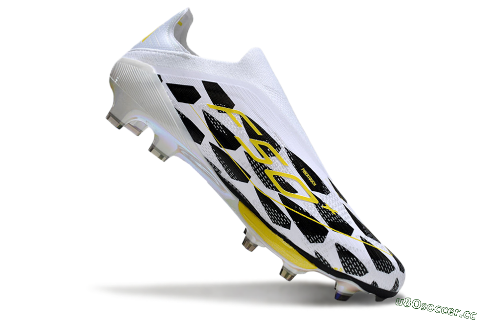 Unisex Adidas F50+ Elite Lightstrike Pro Laceless FG Firm Ground Low-Tops Football Boots - White/Black/Yellow 4