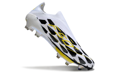 Unisex Adidas F50+ Elite Lightstrike Pro Laceless FG Firm Ground Low-Tops Football Boots - White/Black/Yellow
