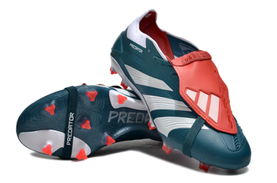 Men's Adidas Predator Elite Foldover Tongue FG Firm Ground Low-Tops Football Boots - Green/White/Red