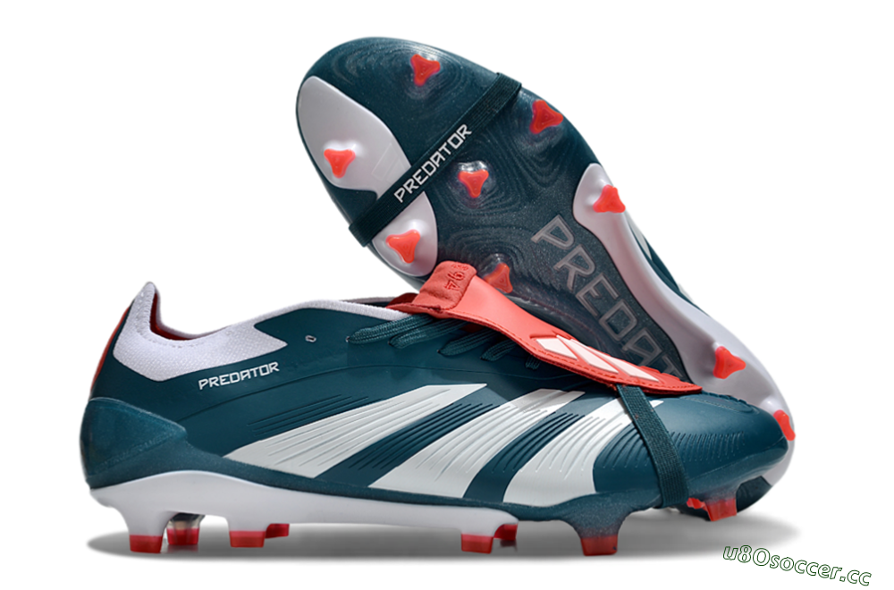 Men's Adidas Predator Elite Foldover Tongue FG Firm Ground Low-Tops Football Boots - Green/White/Red 2