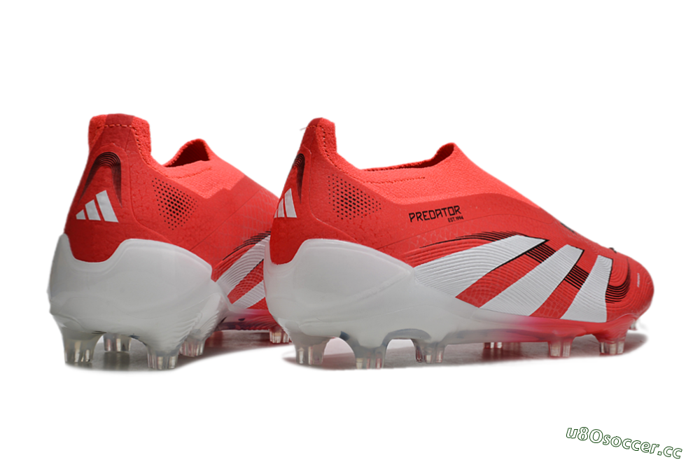 Men's Adidas Predator+ 24 Laceless FG Firm Ground Low-Tops Football Boots - Red/White/Black 6