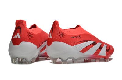 Men's Adidas Predator+ 24 Laceless FG Firm Ground Low-Tops Football Boots - Red/White/Black