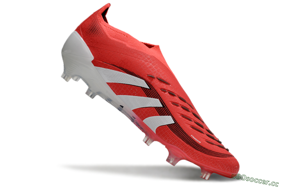 Men's Adidas Predator+ 24 Laceless FG Firm Ground Low-Tops Football Boots - Red/White/Black 4