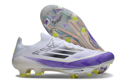 Unisex Adidas F50+ Elite Lightstrike Pro FG Firm Ground Low-Tops Football Boots - White/Black/Purple