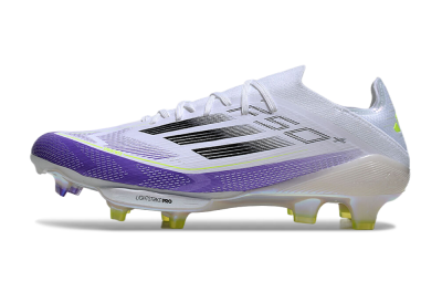 Unisex Adidas F50+ Elite Lightstrike Pro FG Firm Ground Low-Tops Football Boots - White/Black/Purple