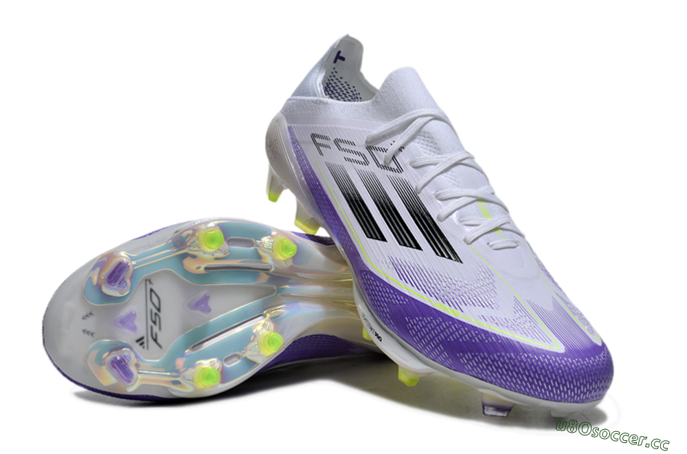 Unisex Adidas F50+ Elite Lightstrike Pro FG Firm Ground Low-Tops Football Boots - White/Black/Purple 3
