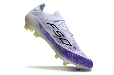Unisex Adidas F50+ Elite Lightstrike Pro FG Firm Ground Low-Tops Football Boots - White/Black/Purple