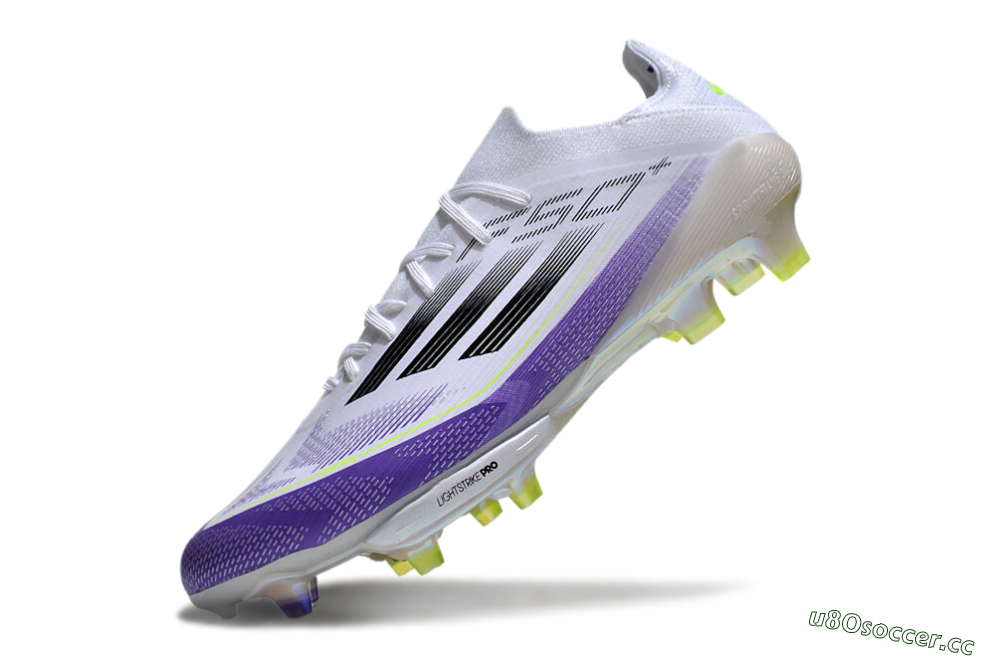 Unisex Adidas F50+ Elite Lightstrike Pro FG Firm Ground Low-Tops Football Boots - White/Black/Purple 5