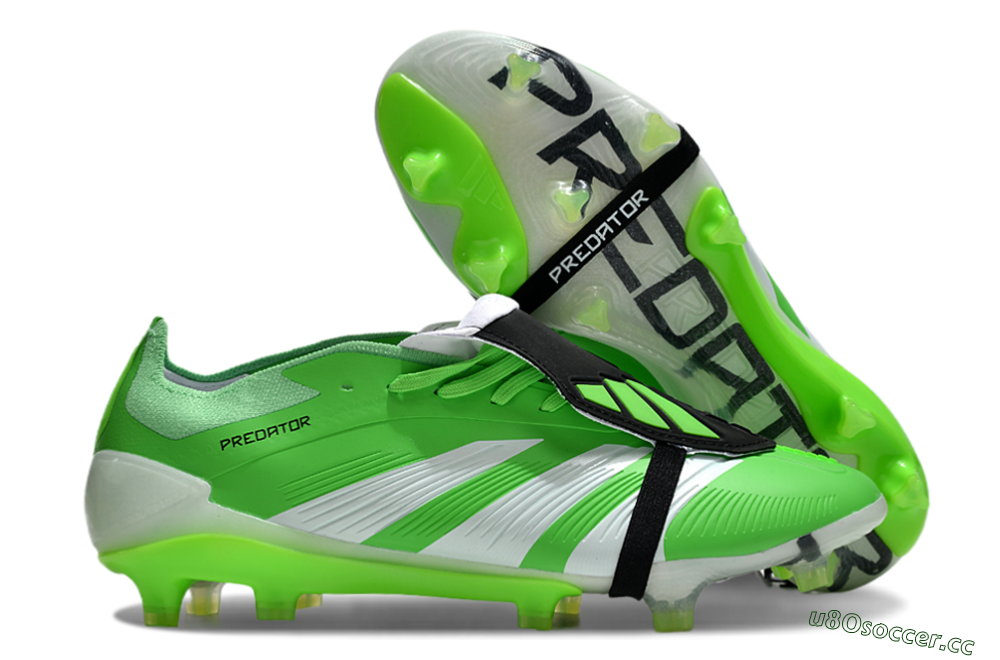 Men's Adidas Predator Elite Foldover Tongue FG Firm Ground Low-Tops Football Boots - Green/White/Black 2