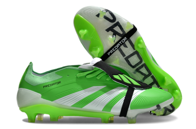 Men's Adidas Predator Elite Foldover Tongue FG Firm Ground Low-Tops Football Boots - Green/White/Black