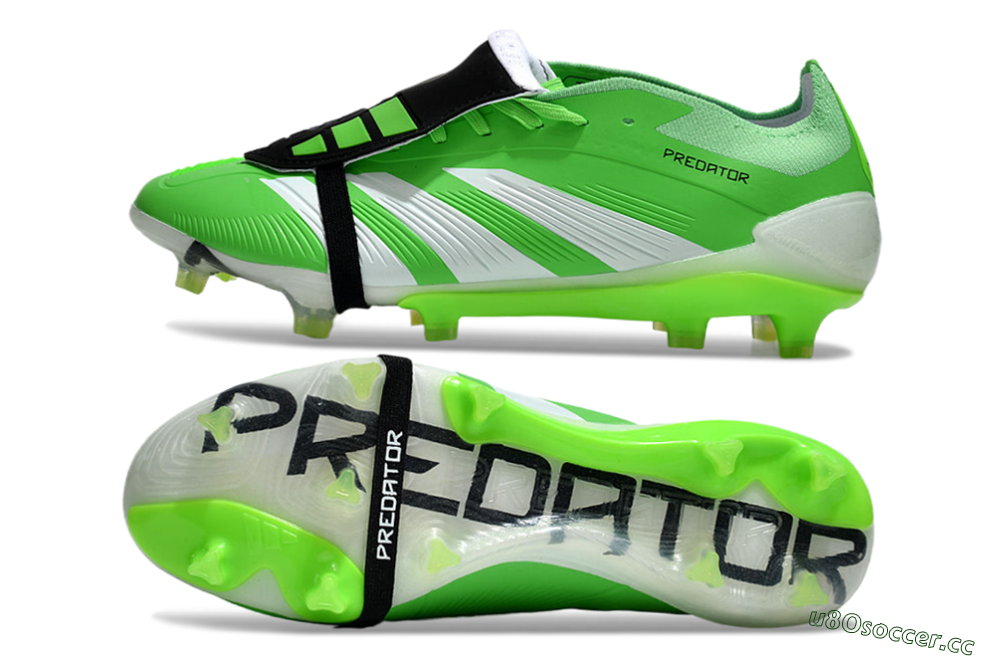 Men's Adidas Predator Elite Foldover Tongue FG Firm Ground Low-Tops Football Boots - Green/White/Black 1