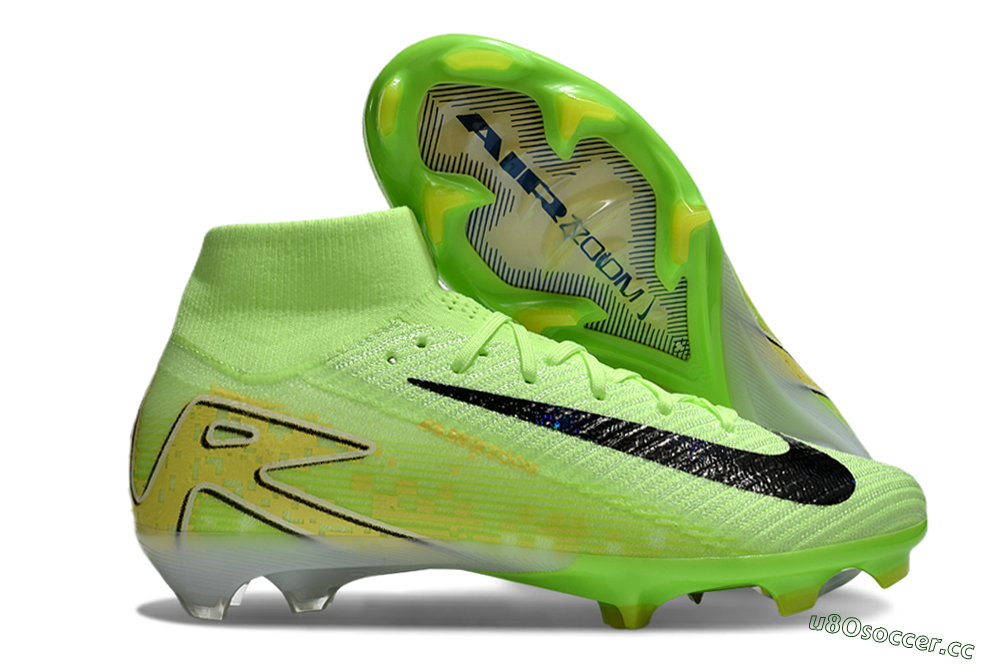 Unisex Nike Air Zoom Mercurial Superfly 10 Elite FG Firm Ground High-Tops Football Boots - Green/Black/White 2