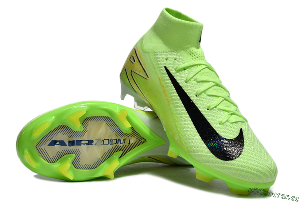Unisex Nike Air Zoom Mercurial Superfly 10 Elite FG Firm Ground High-Tops Football Boots - Green/Black/White 3