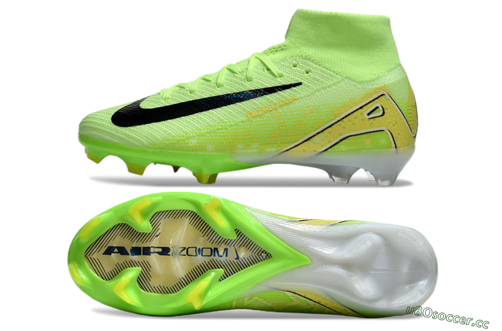 Unisex Nike Air Zoom Mercurial Superfly 10 Elite FG Firm Ground High-Tops Football Boots - Green/Black/White 1