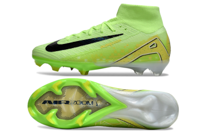 Unisex Nike Air Zoom Mercurial Superfly 10 Elite FG Firm Ground High-Tops Football Boots - Green/Black/White