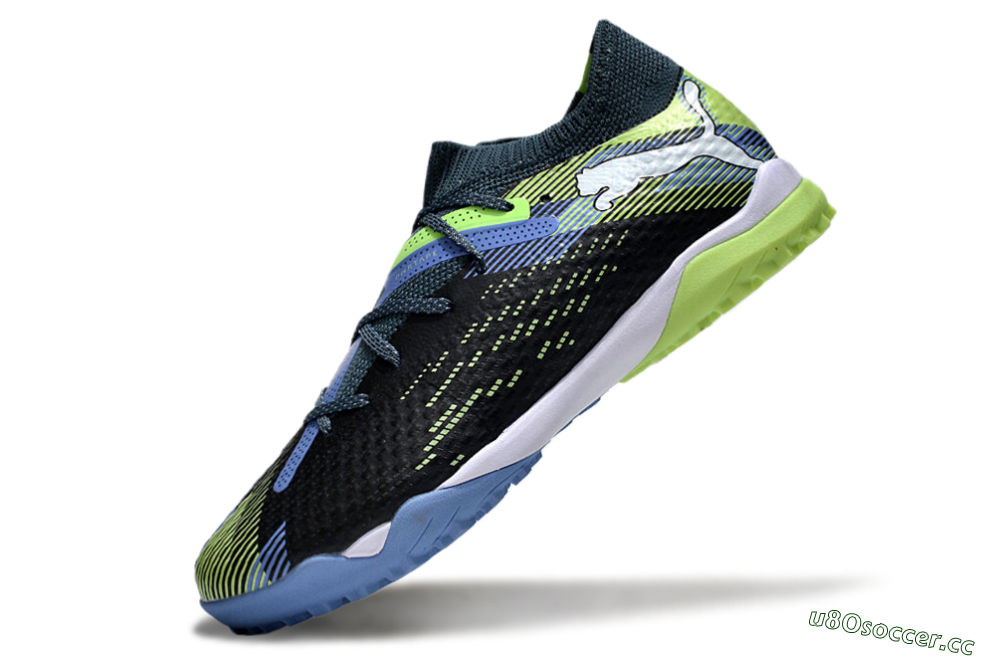 Men's Puma Future Ultimate TF Artificial Turf Low-Tops Football Shoes - Black/Yellow/Blue 5