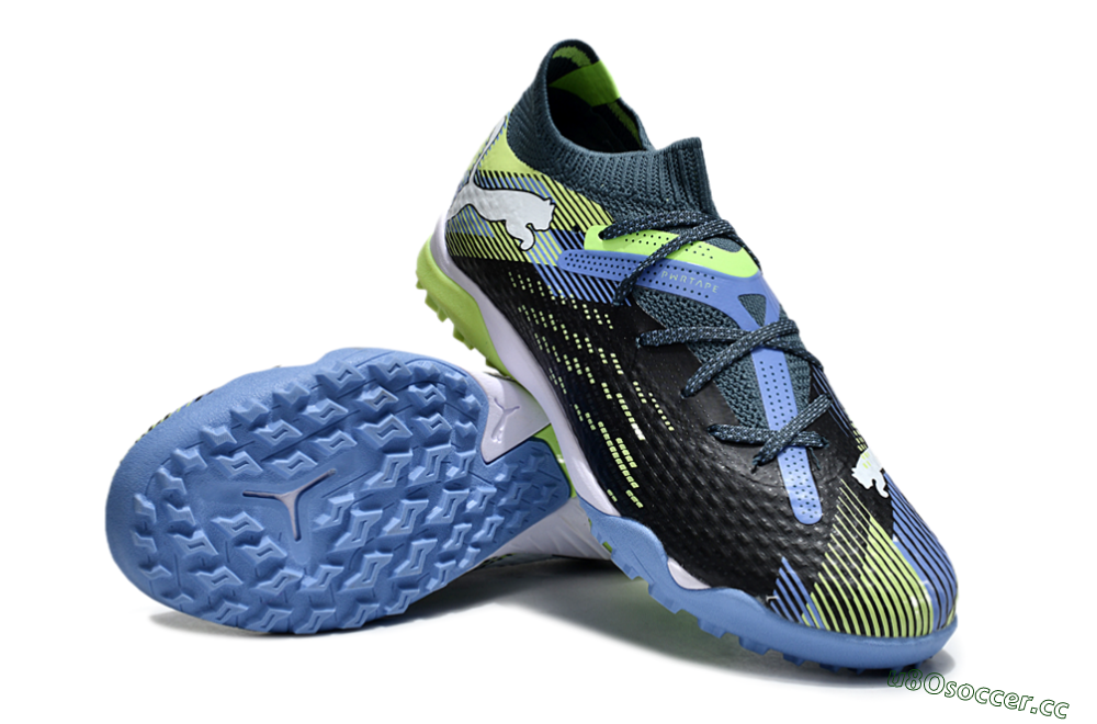 Men's Puma Future Ultimate TF Artificial Turf Low-Tops Football Shoes - Black/Yellow/Blue 3