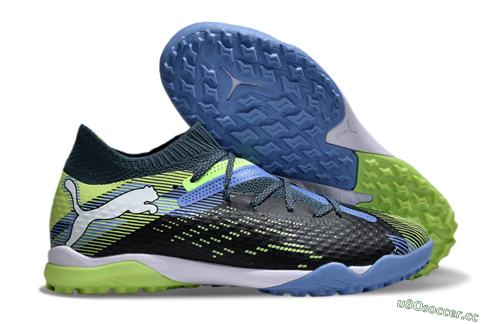 Men's Puma Future Ultimate TF Artificial Turf Low-Tops Football Shoes - Black/Yellow/Blue 2