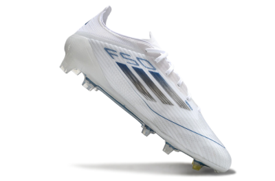 Men's Adidas F50 Elite FG Firm Ground Low-Tops Football Boots - White/Silver/Blue