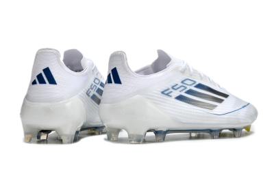 Men's Adidas F50 Elite FG Firm Ground Low-Tops Football Boots - White/Silver/Blue