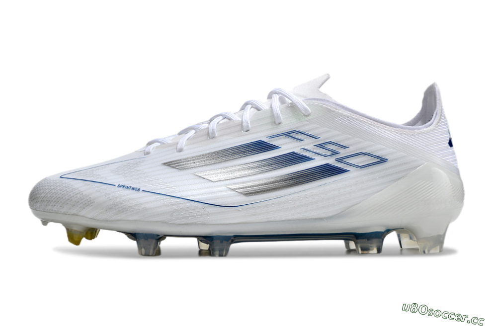 Men's Adidas F50 Elite FG Firm Ground Low-Tops Football Boots - White/Silver/Blue 0