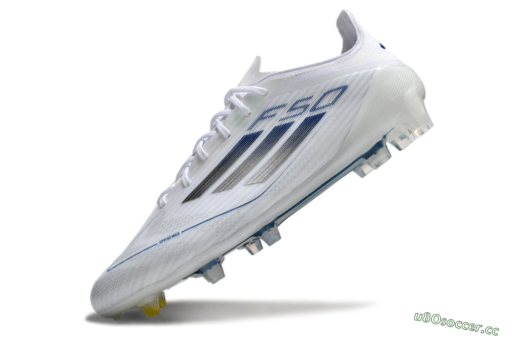 Men's Adidas F50 Elite FG Firm Ground Low-Tops Football Boots - White/Silver/Blue 5