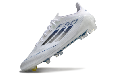 Men's Adidas F50 Elite FG Firm Ground Low-Tops Football Boots - White/Silver/Blue