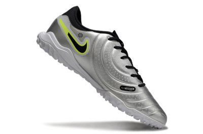 Men's Nike Tiempo Legend 10 TF Artificial Turf Low-Tops Football Shoes - Silver/Black/Yellow
