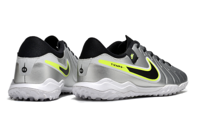 Men's Nike Tiempo Legend 10 TF Artificial Turf Low-Tops Football Shoes - Silver/Black/Yellow