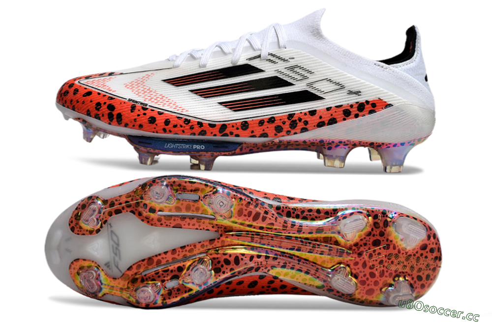 Unisex Adidas F50+ Lightstrike Elite FG Firm Ground Low-Tops Football Boots - White/Black/Leopard 1