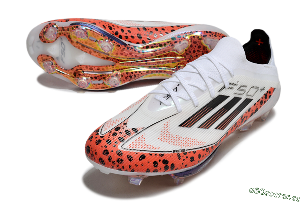 Unisex Adidas F50+ Lightstrike Elite FG Firm Ground Low-Tops Football Boots - White/Black/Leopard 3