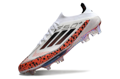 Unisex Adidas F50+ Lightstrike Elite FG Firm Ground Low-Tops Football Boots - White/Black/Leopard