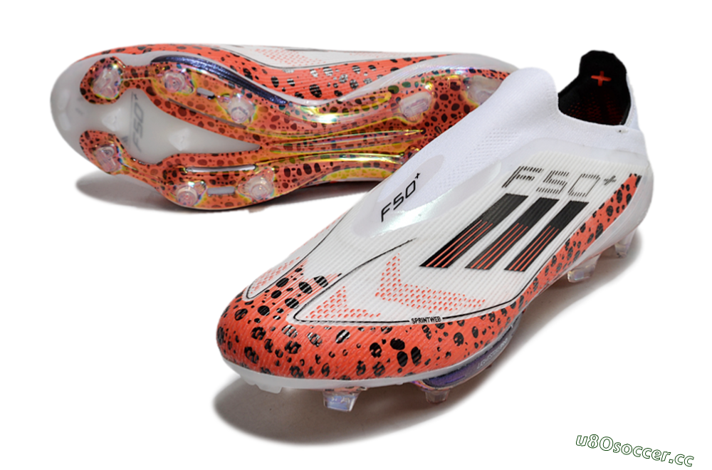 Unisex Adidas F50+ Lightstrike Pro Laceless FG Firm Ground Low-Tops Football Boots - White/Leopard/Black 3