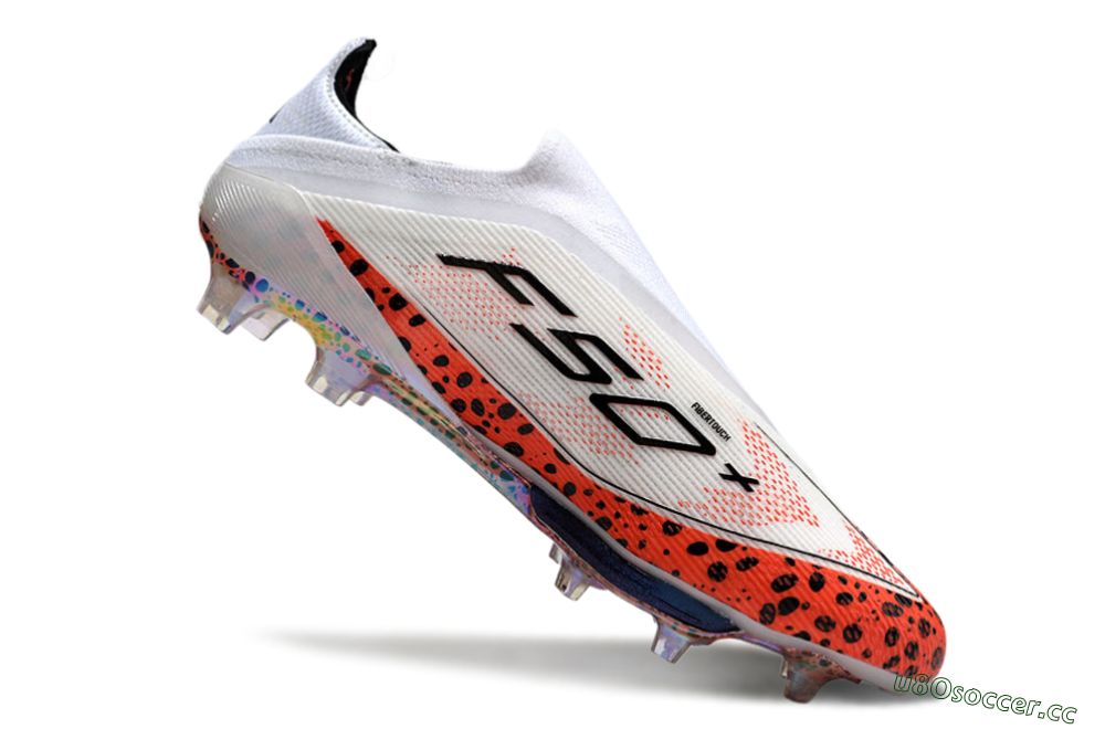 Unisex Adidas F50+ Lightstrike Pro Laceless FG Firm Ground Low-Tops Football Boots - White/Leopard/Black 4