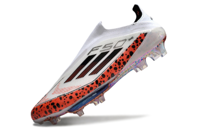 Unisex Adidas F50+ Lightstrike Pro Laceless FG Firm Ground Low-Tops Football Boots - White/Leopard/Black
